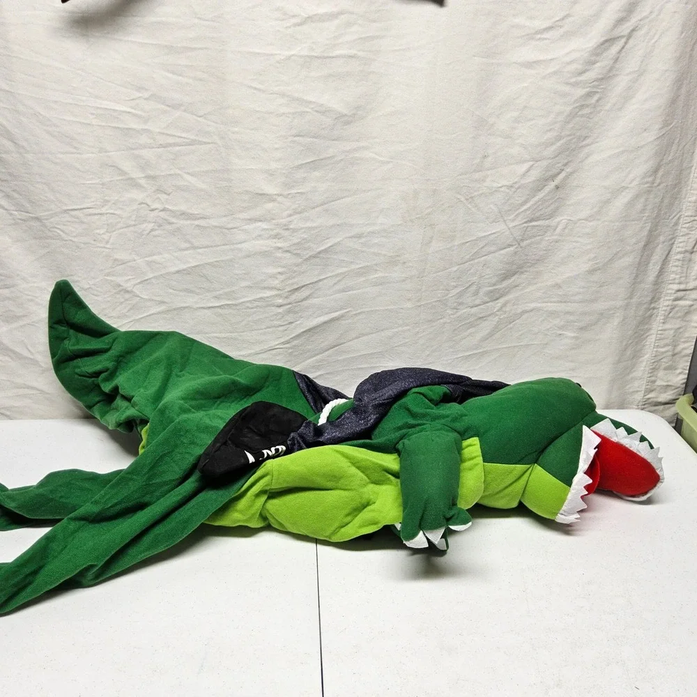Spirit Halloween Ride-In Dinosaur Costume Kids One Size Green Plush Dino